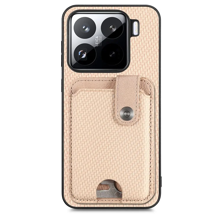 Funda para Xiaomi 15 con soporte para tarjetas, de cuero+PC+TPU, con cuchillo para tarjetas - Albaricoque