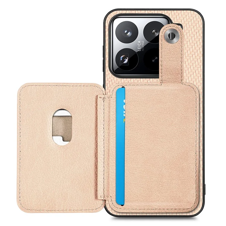 Funda para Xiaomi 15 con soporte para tarjetas, de cuero+PC+TPU, con cuchillo para tarjetas - Albaricoque