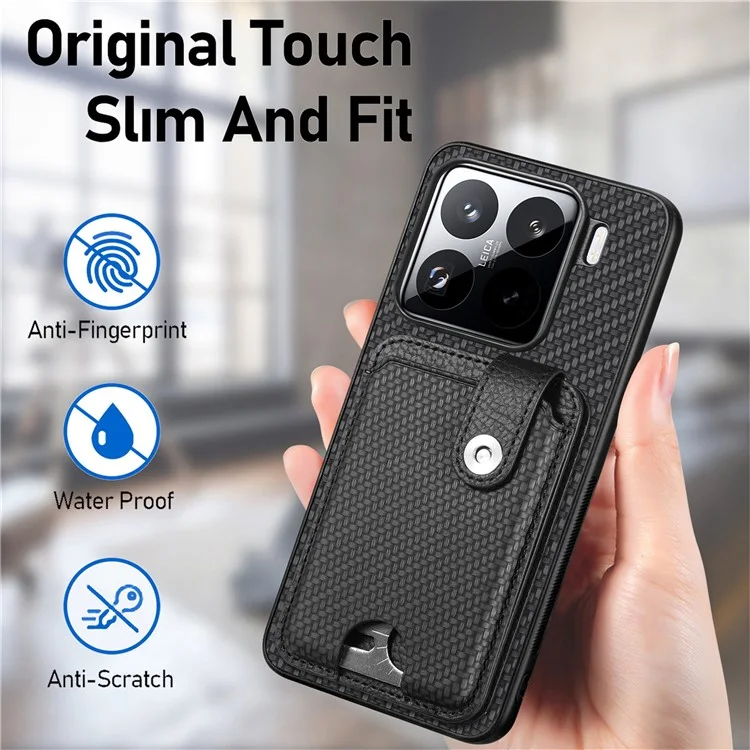 Funda para Xiaomi 15 con soporte para tarjetas, de cuero+PC+TPU, con cuchillo para tarjetas - Albaricoque