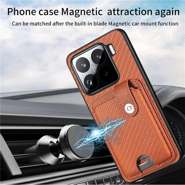 Funda para Xiaomi 15 con soporte para tarjetas, de cuero+PC+TPU, con cuchillo para tarjetas - Albaricoque