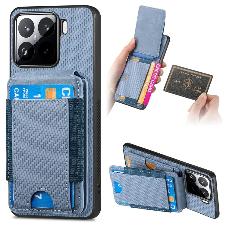 Capa para Xiaomi 15 com suporte, de couro + PC + TPU - Azul