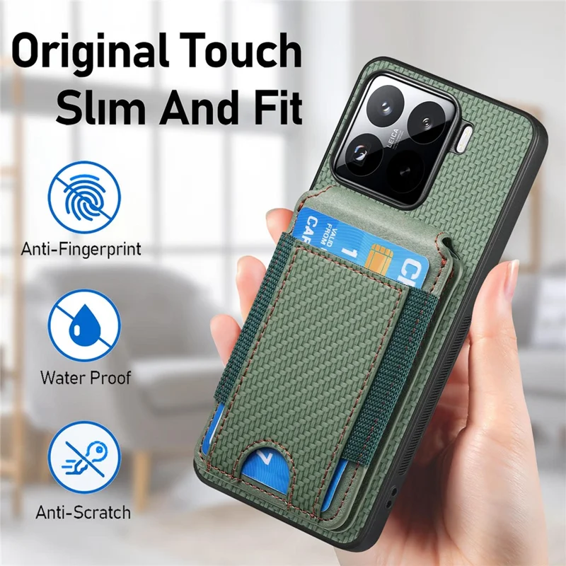 Capa para Xiaomi 15 com suporte, de couro + PC + TPU - Azul