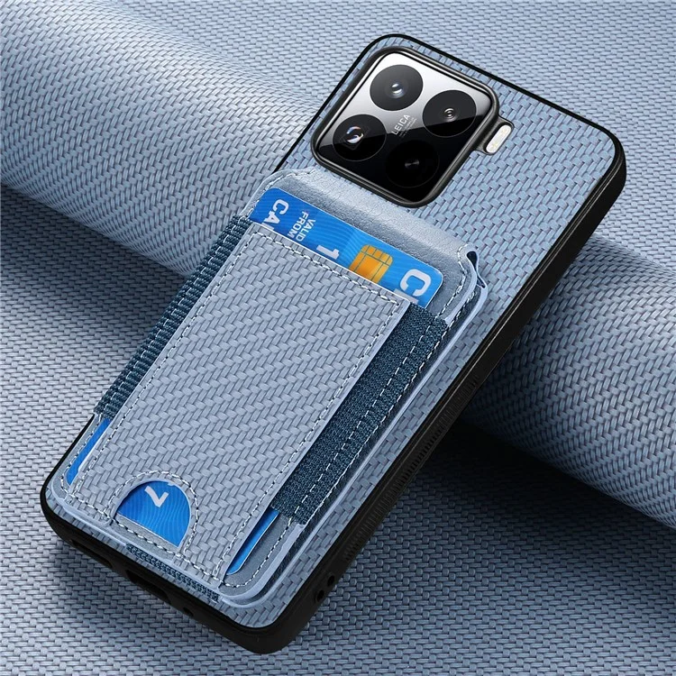 Capa para Xiaomi 15 com suporte, de couro + PC + TPU - Azul