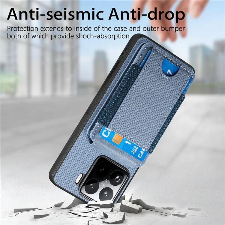 Capa para Xiaomi 15 com suporte, de couro + PC + TPU - Azul