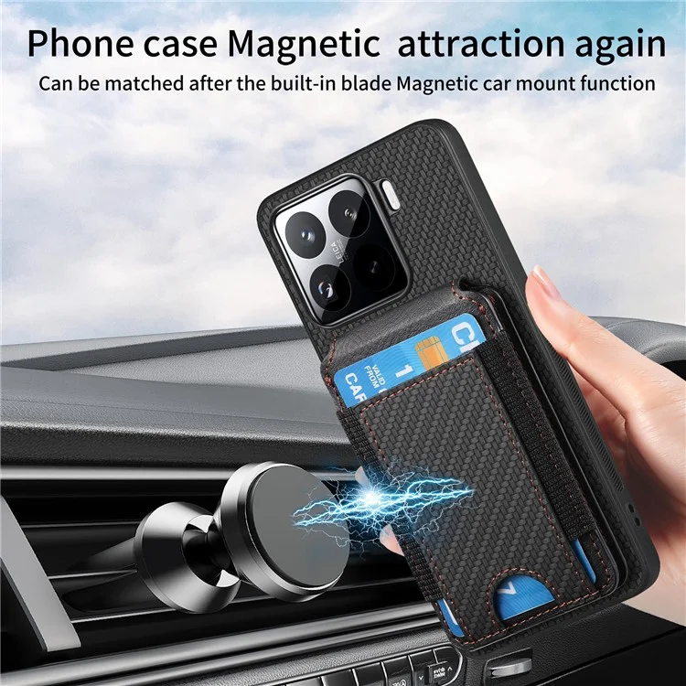 Capa para Xiaomi 15 com suporte, de couro + PC + TPU - Azul