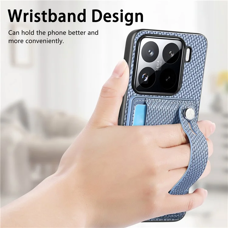 Custodia per Xiaomi 15 con porta carte e cinturino - Cachi