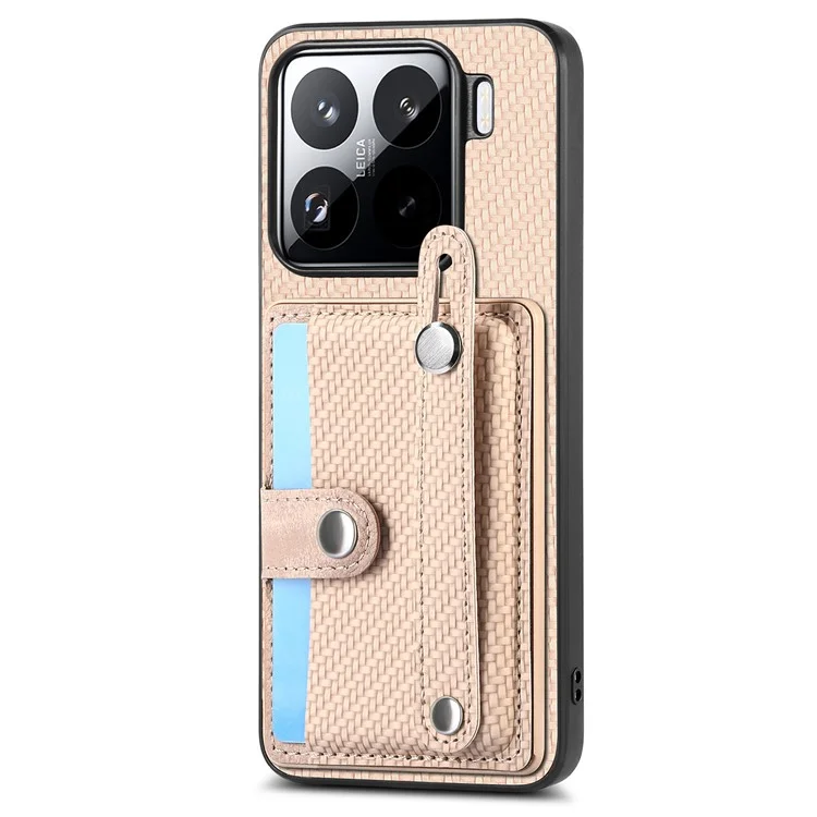 Custodia per Xiaomi 15 con porta carte e cinturino - Cachi