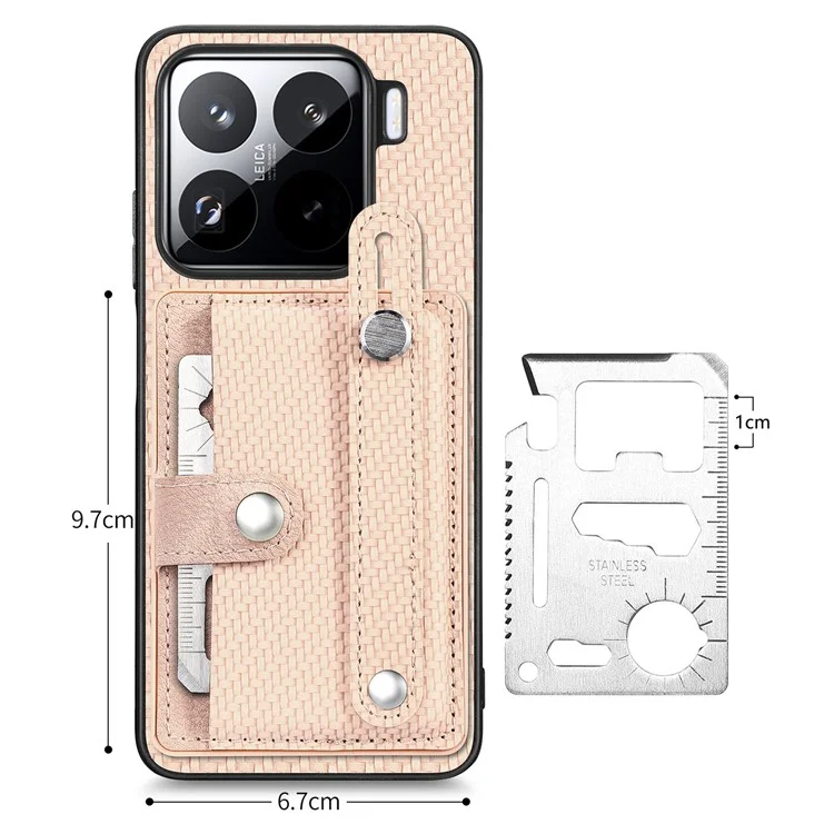 Custodia per Xiaomi 15 con porta carte e cinturino - Cachi