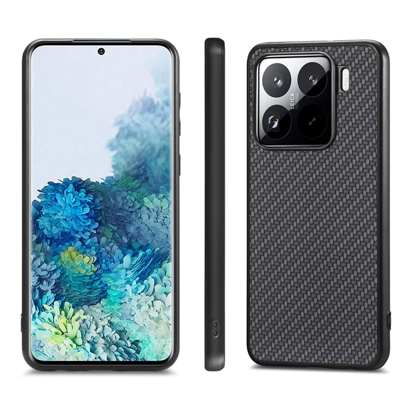 Étui pour Xiaomi 15 - Texture fibre de carbone PU+PC+TPU - Noir