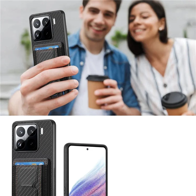 Für Xiaomi 15 Hülle mit Ständer und Kartenfach Leder-Rückseite - Blau