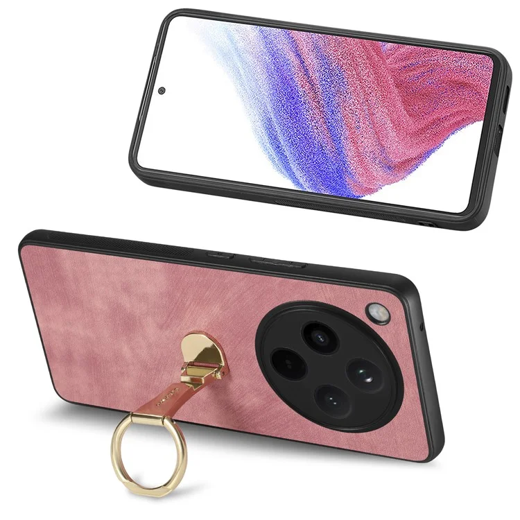 CASENEO D22 Faltbarer Ständer Retro-Leder-Rückseite Hülle für Oppo Find X8 5G - Pink