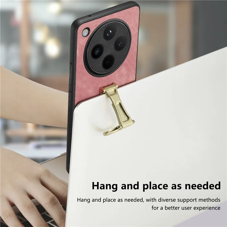 CASENEO D22 Faltbarer Ständer Retro-Leder-Rückseite Hülle für Oppo Find X8 5G - Pink