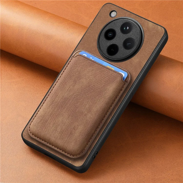 Étui pour Oppo Find X8 5G, en cuir rétro + TPU, avec emplacement pour carte amovible - Marron