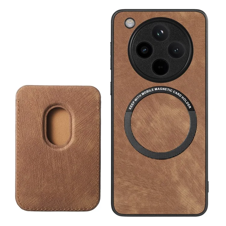 Étui pour Oppo Find X8 5G, en cuir rétro + TPU, avec emplacement pour carte amovible - Marron