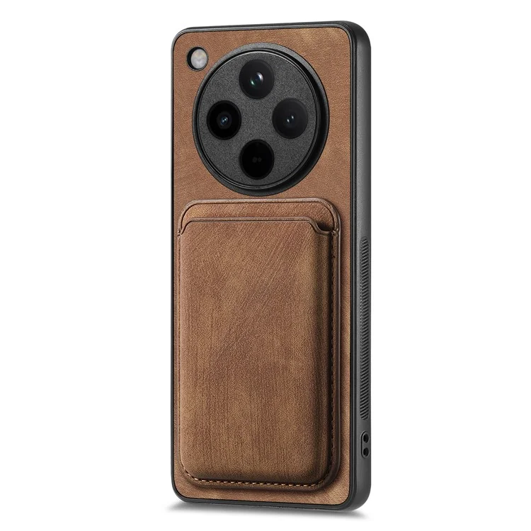 Étui pour Oppo Find X8 5G, en cuir rétro + TPU, avec emplacement pour carte amovible - Marron