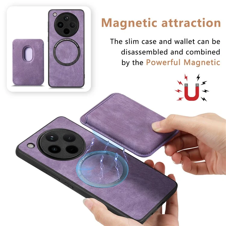Étui pour Oppo Find X8 5G, en cuir rétro + TPU, avec emplacement pour carte amovible - Marron