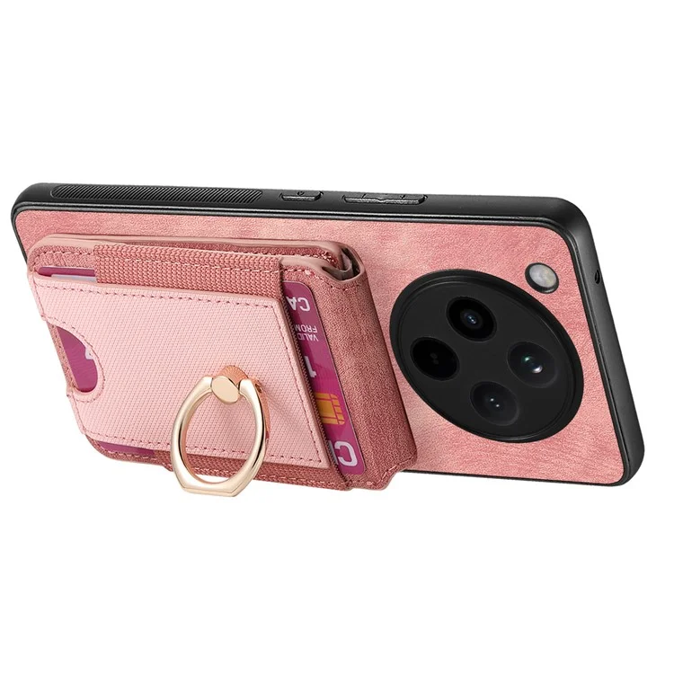 Für Oppo Find X8 5G Hülle mit abnehmbarem Kartenfach Ständer Leder Rückseite - Pink