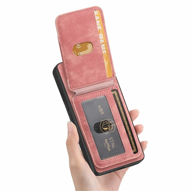Für Oppo Find X8 5G Hülle mit abnehmbarem Kartenfach Ständer Leder Rückseite - Pink
