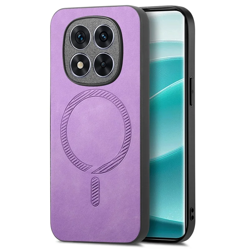For Xiaomi Redmi Note 14 Pro+ 5G Leather Back Magnetic Case Skin-Touch Phone Cover - Purple