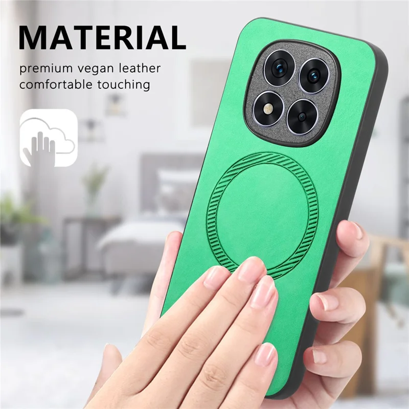 For Xiaomi Redmi Note 14 Pro+ 5G Leather Back Magnetic Case Skin-Touch Phone Cover - Purple