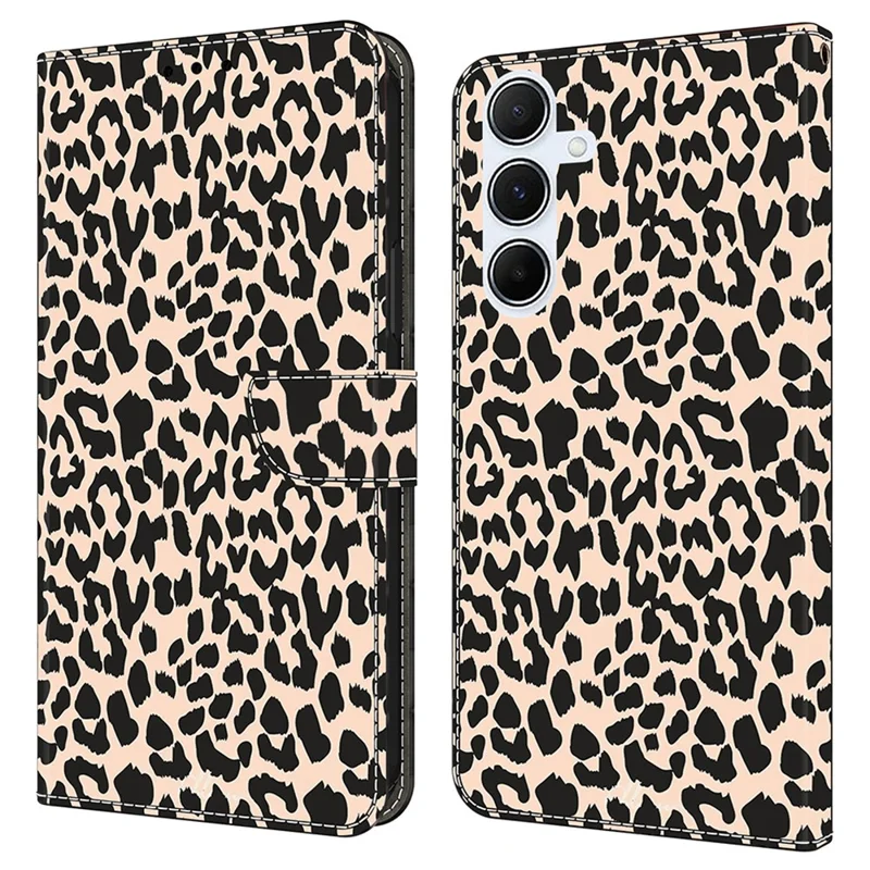 Custodia per Samsung Galaxy A36 5G, cover protettiva stampata a motivo, in TPU + pelle PU, flip case per telefono - Stampa leopardata