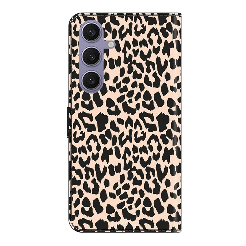 Custodia per Samsung Galaxy S25+ con motivo stampato, cover protettiva in TPU+PU pelle, flip case per telefono - Stampa leopardata