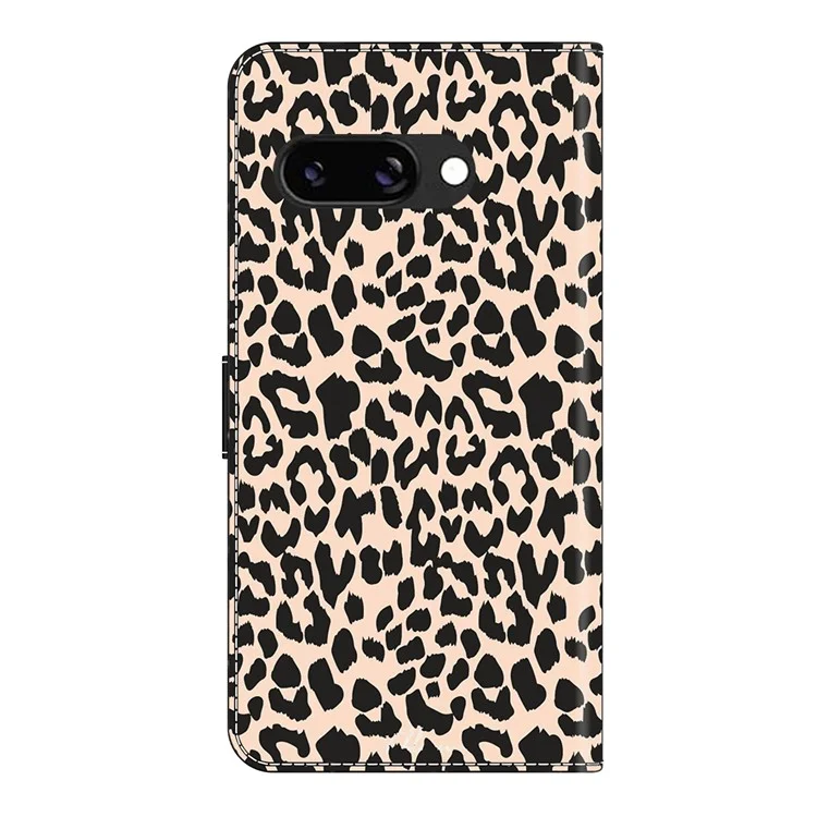 Hülle für Google Pixel 9a, gemusterter Schutzüberzug, TPU+PU-Leder, Flip-Handyhülle - Leopardenmuster
