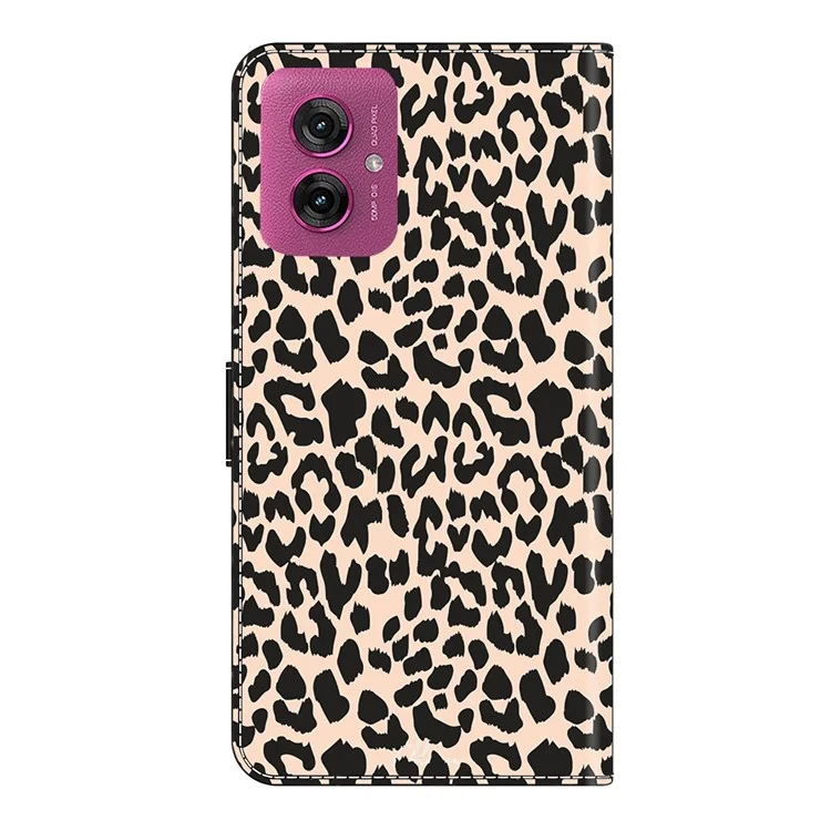 Funda para Motorola Moto G55 5G Carcasa con Estampado Protectora Cubierta de TPU+PU Cuero Flip Case - Estampado de Leopardo