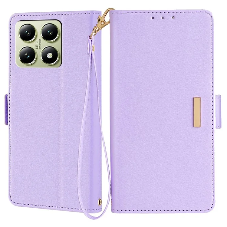 Étui portefeuille en cuir avec protection RFID et dragonne pour Xiaomi 14T - Violet