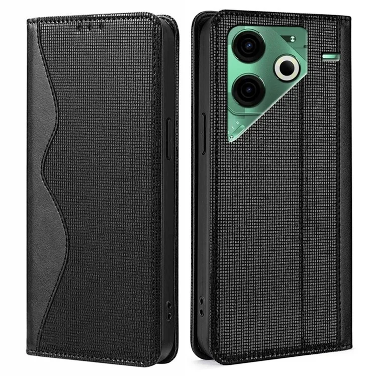 For TECNO Pova 6 Neo Leather Case Wallet Stand Phone Cover with RFID Blocking - Black