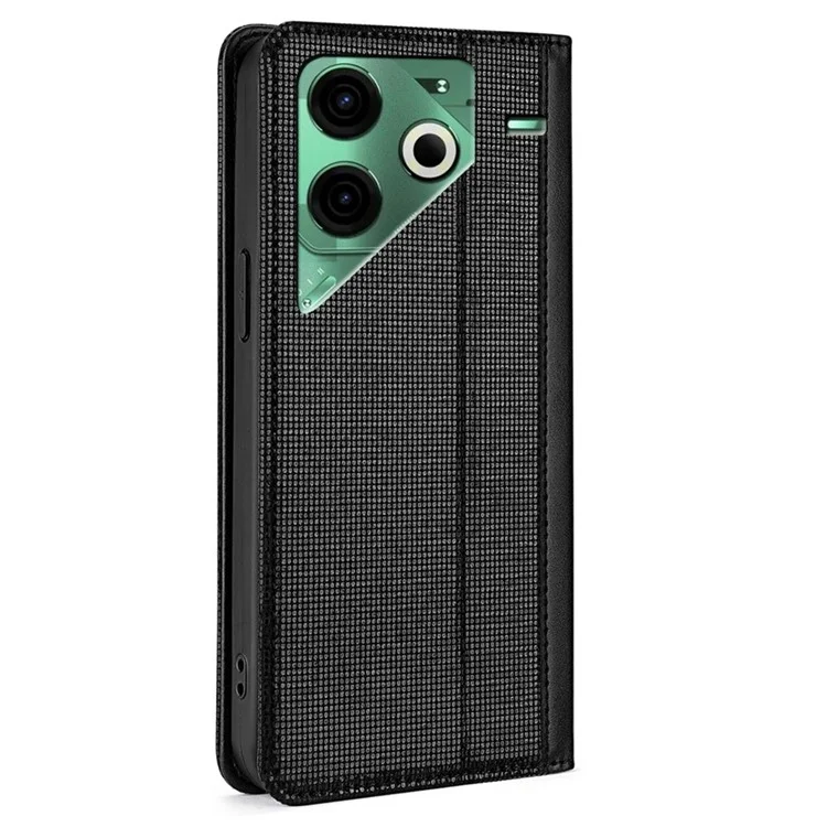 For TECNO Pova 6 Neo Leather Case Wallet Stand Phone Cover with RFID Blocking - Black