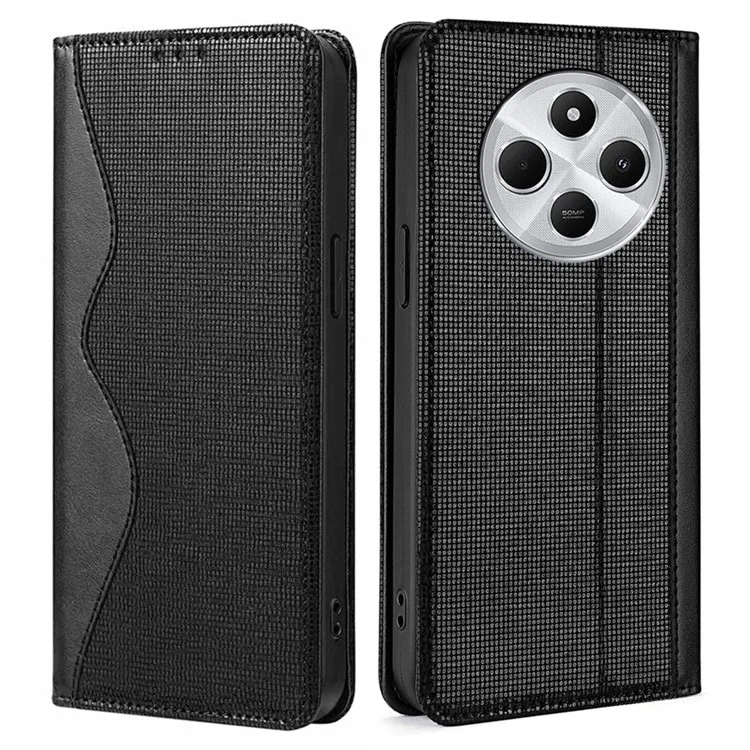 Custodia in pelle per Xiaomi Redmi 14C 4G / 14R 5G / Poco C75 4G Portafoglio Stand Cover per telefono con blocco RFID - Nero