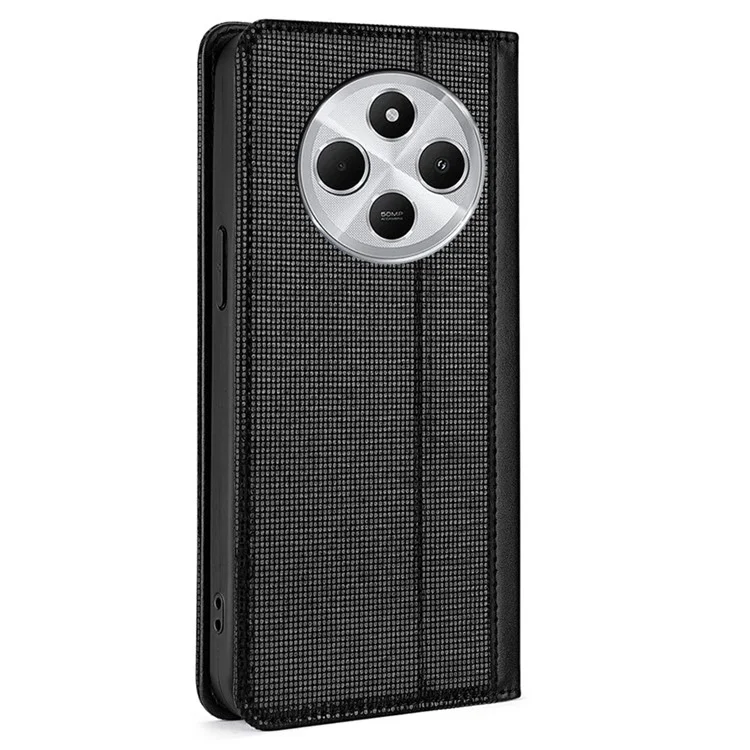 Custodia in pelle per Xiaomi Redmi 14C 4G / 14R 5G / Poco C75 4G Portafoglio Stand Cover per telefono con blocco RFID - Nero