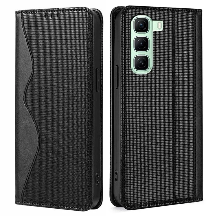 Custodia in pelle con portafoglio e supporto per Infinix Hot 50 4G, con blocco RFID - Nero