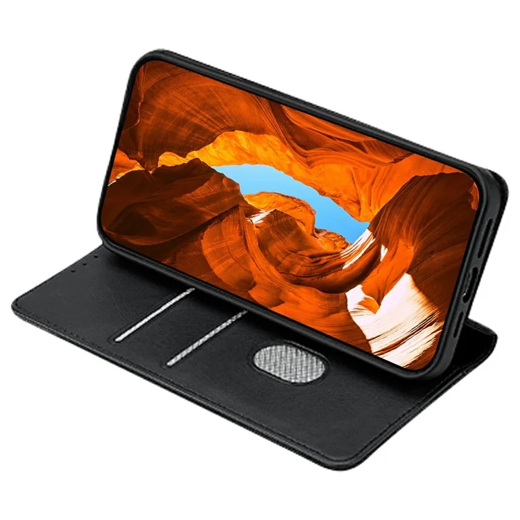Custodia in pelle con portafoglio e supporto per Infinix Hot 50 4G, con blocco RFID - Nero