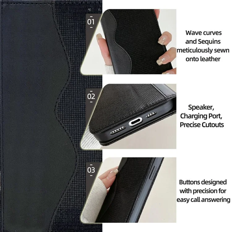 Custodia in pelle con portafoglio e supporto per Infinix Hot 50 4G, con blocco RFID - Nero