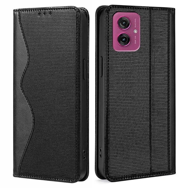 Funda de piel tipo cartera con soporte y bloqueo RFID para Motorola Moto G55 5G - Negro