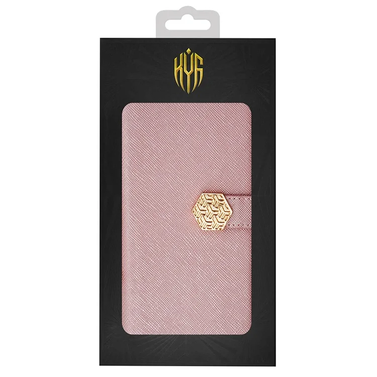 Custodia per Xiaomi Redmi Note 14 Pro 5G, in pelle PU con texture a croce + TPU, wallet cover con cinturino - Oro rosa