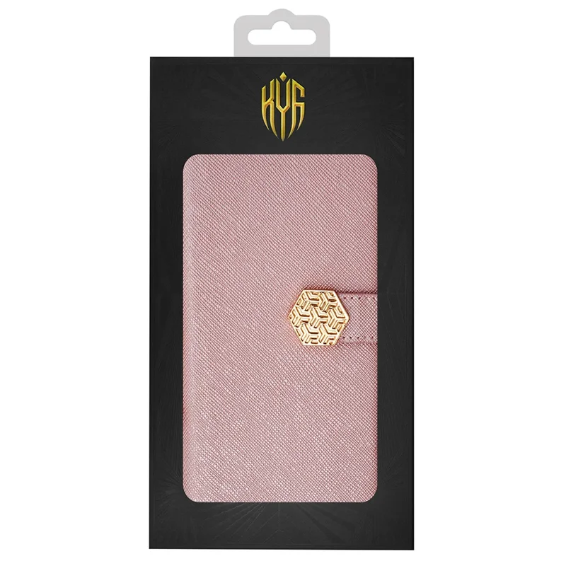 Funda para Motorola Moto G35 5G, textura cruzada, piel PU+TPU, funda de cartera para teléfono con correa - Oro rosa