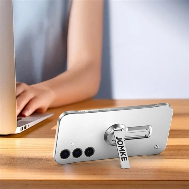 Für Samsung Galaxy S25+ Hülle Harte PC-Rahmenlose Backfarb-Ständer-Handyhülle - Schwarz