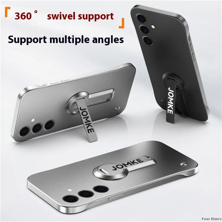 Funda para Samsung Galaxy S25 de plástico rígido sin marco con soporte, pintura al horno - Negro