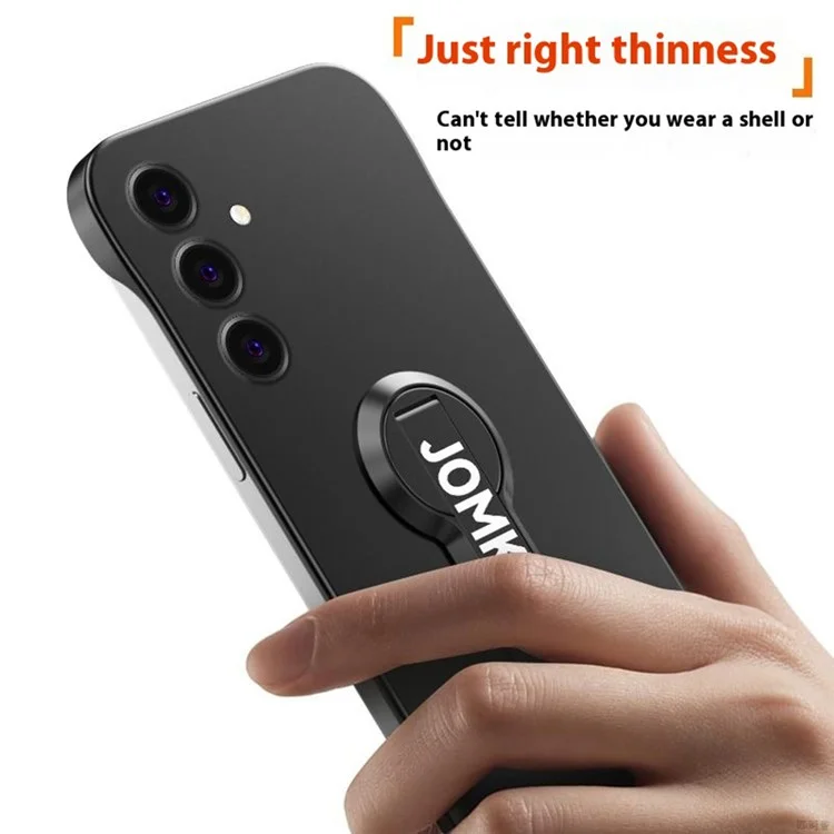 Funda para Samsung Galaxy S25 de plástico rígido sin marco con soporte, pintura al horno - Negro