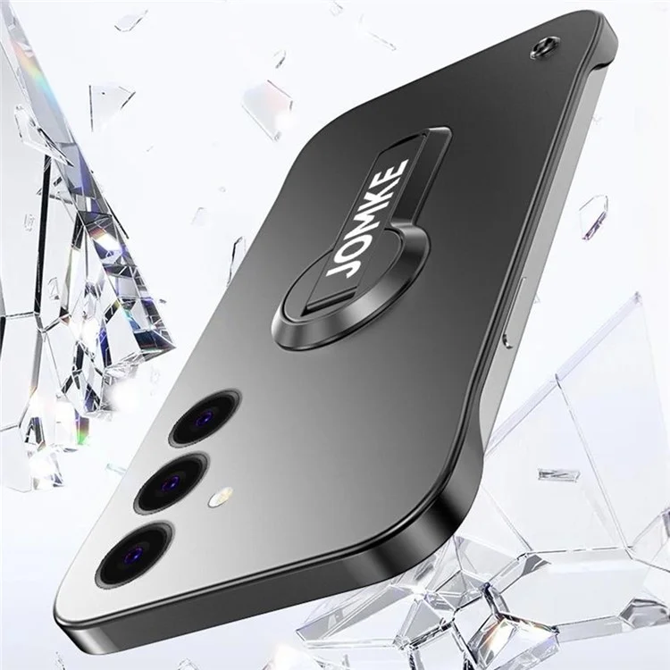 Funda para Samsung Galaxy S25 de plástico rígido sin marco con soporte, pintura al horno - Negro