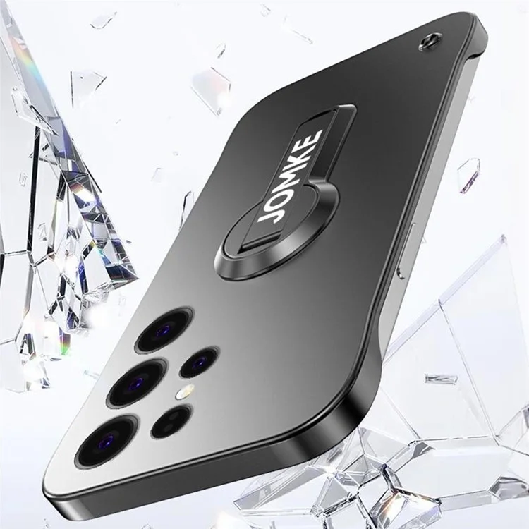 Für Samsung Galaxy S25 Ultra Case Hard PC Rahmenlos Backlack Ständer Handyhülle - Schwarz