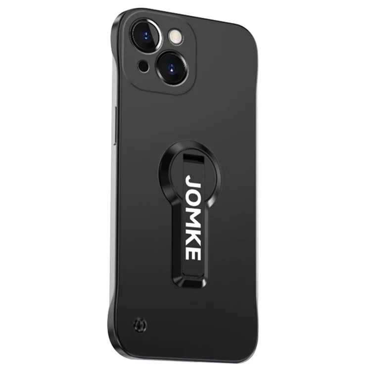 Funda para iPhone 14 de PC dura sin marco con pintura de horneado y soporte - Negro
