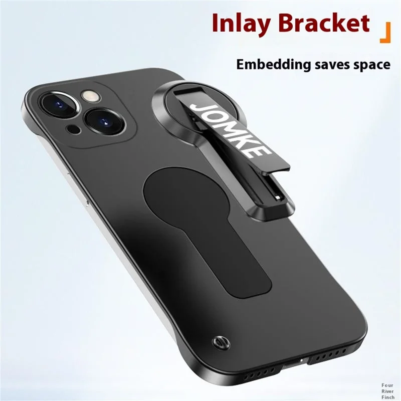 For iPhone 14 Case Hard PC Frameless Baking Paint Kickstand Phone Cover - Blue