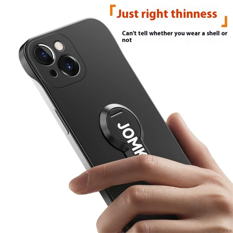 For iPhone 14 Case Hard PC Frameless Baking Paint Kickstand Phone Cover - Blue