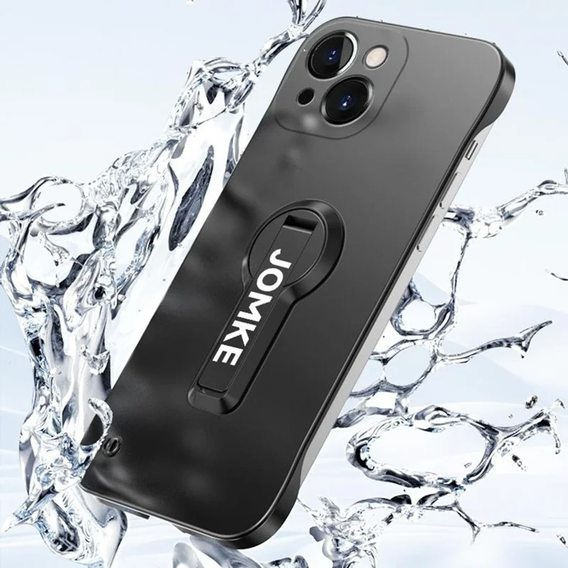 For iPhone 14 Case Hard PC Frameless Baking Paint Kickstand Phone Cover - Blue