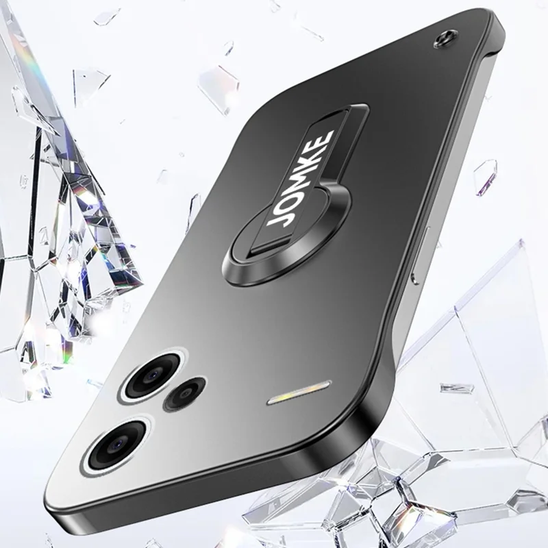 For Xiaomi Redmi Note 13 Pro+ 5G Case Hard PC Frameless Baking Paint Kickstand Phone Cover - Silver