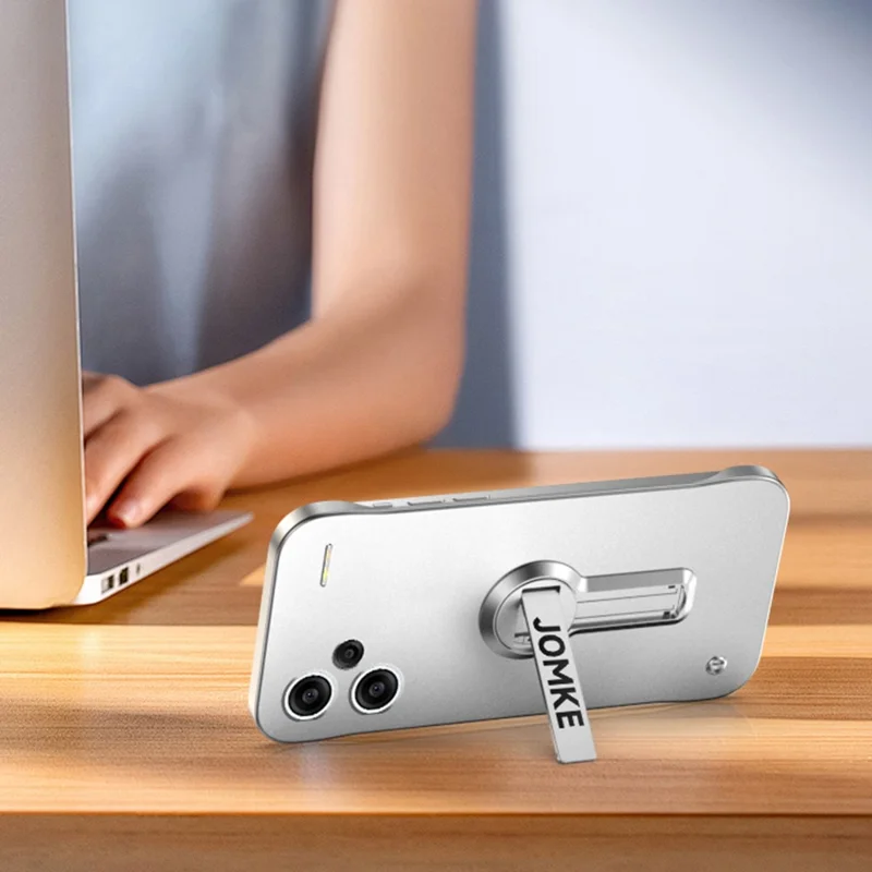 For Xiaomi Redmi Note 13 Pro+ 5G Case Hard PC Frameless Baking Paint Kickstand Phone Cover - Silver